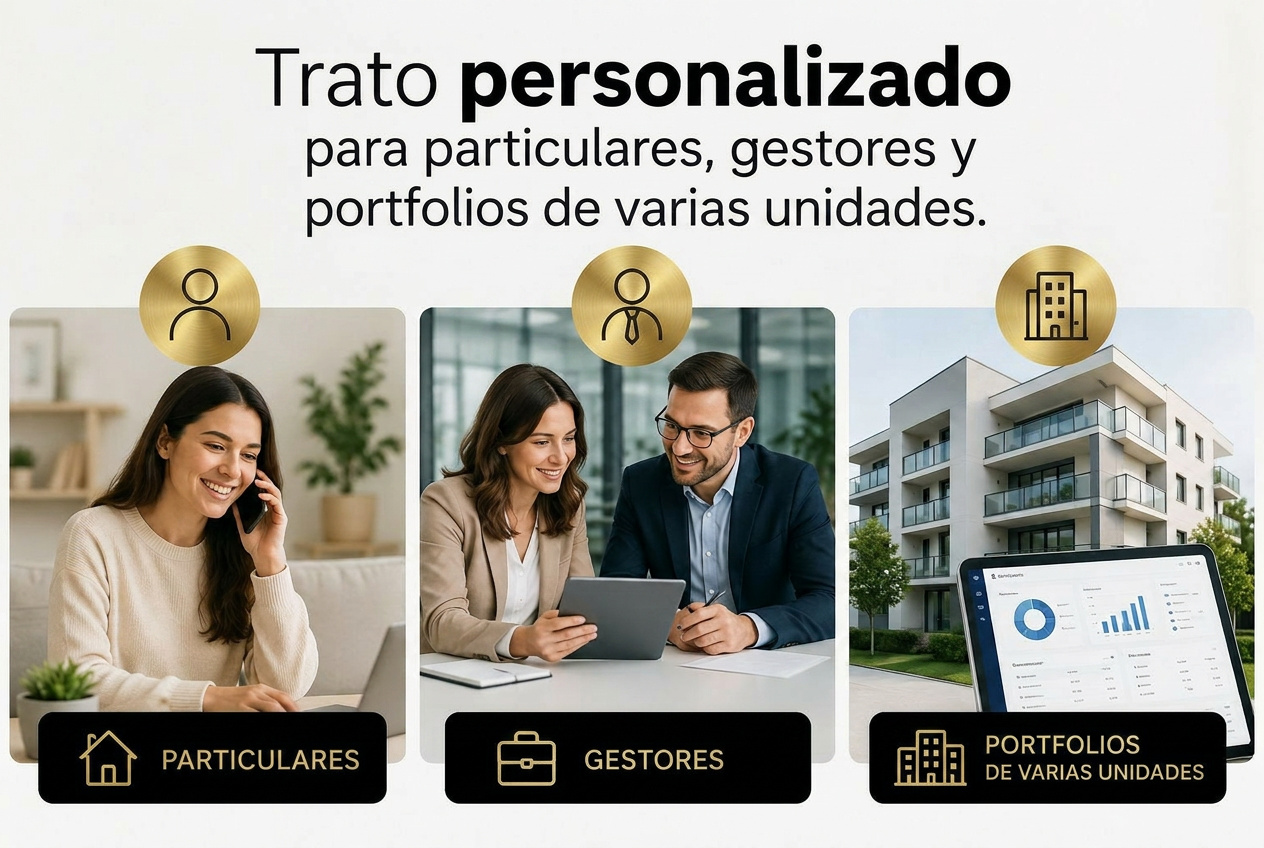 Trato personalizado para particulares, gestores y portfolios de varias unidades